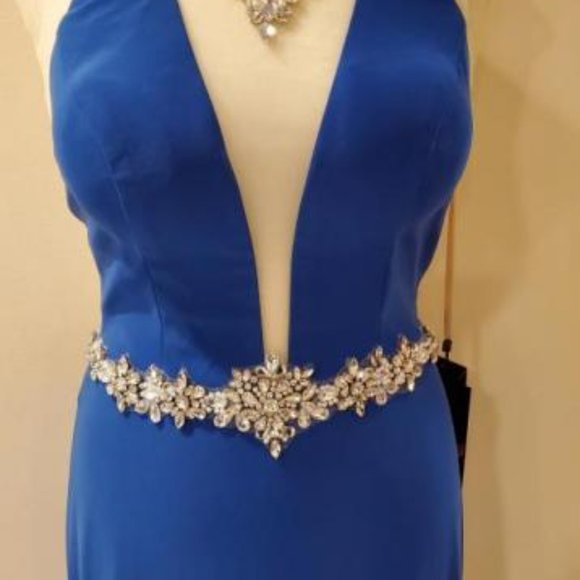 BICICI & COTY CRYSTAL AND PEARLS BEADED GOWN DRESS Sz Women's Large - Picture 5 of 9